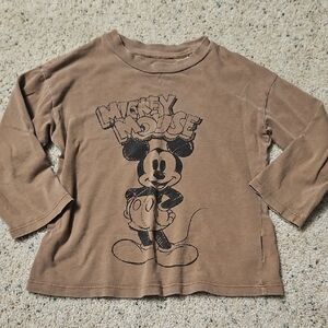 H&M Brown Mickey Mouse Long Sleeve Tee